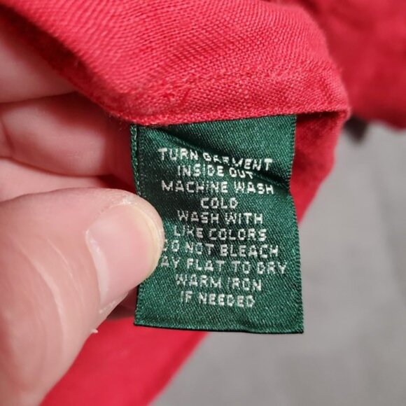 Lauren Ralph Lauren Top Womens 3X Red 100% Linen Button Roll Tab Sleeve Minimal - Picture 8 of 9